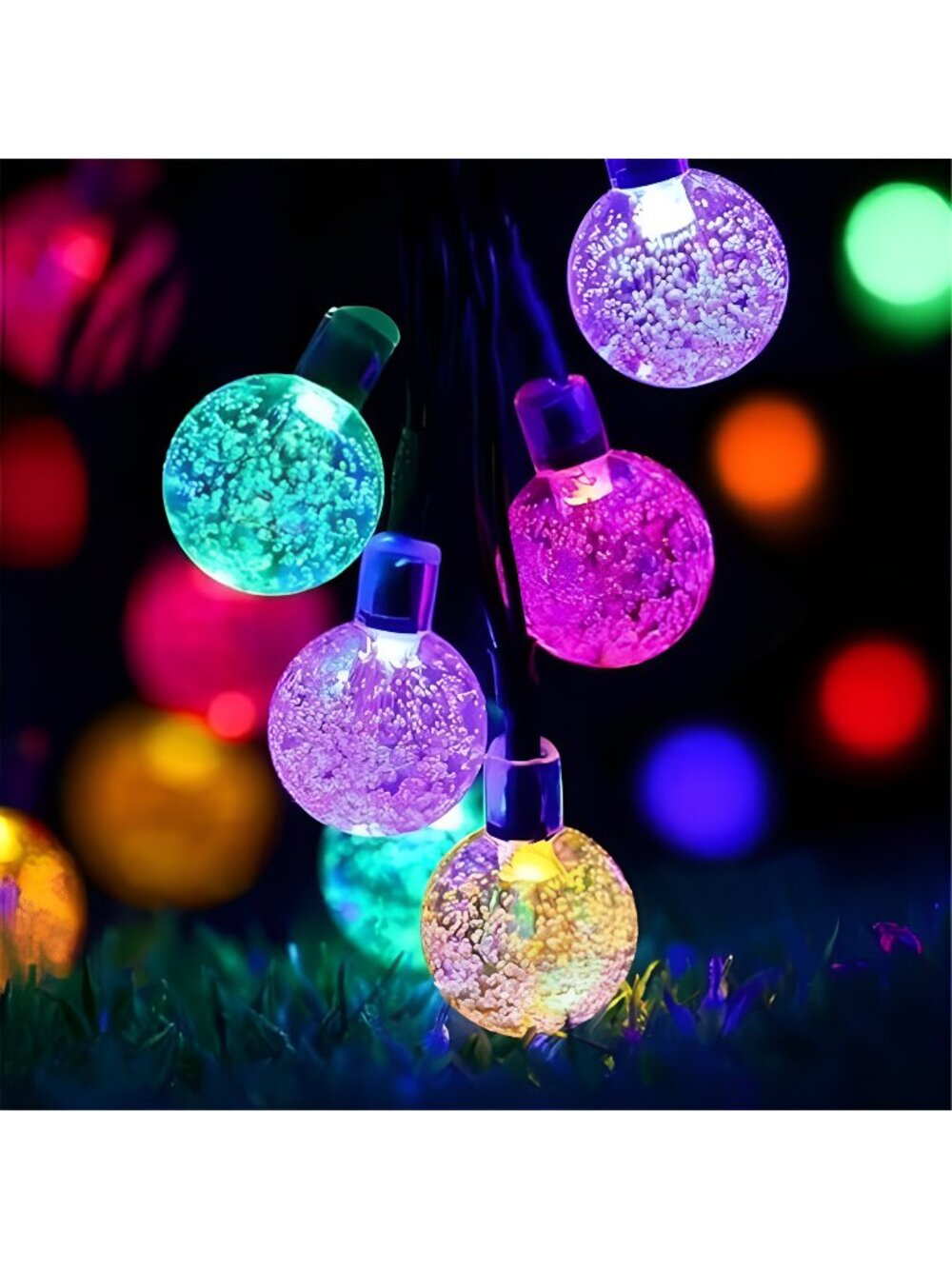 Solar String Lights Outdoor 50Led 24Feet Solar Waterproof Crystal Globe Lights